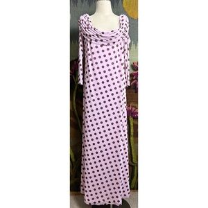 Anthropologie Lilac Maxi Dress with Brown Polka Dots